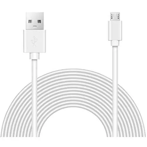 15ft Power Extension Cable Compatible with Wyze Cam v3 Indoor Outdoor, Blink, Echo, Many More. - White -