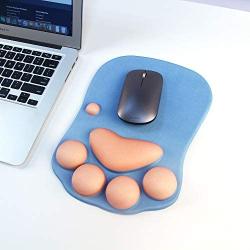 Cat Paw Mouse Pad with Wrist Support Soft Silicone Wrist Rests Wrist Cushion Comfort Mouse Pad Computer Mouse Mat Desk Decor Green(10.7x7.8x0.9) (Dark Blue)