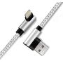 MFI Right Angle Lightning Cable USB iPhone Charger 3Pack 6FT Aluminum Alloy Nylon Braided Cord Compatible withiPhone 11/ Pro/Max/X/XS/XR/XS Max/ 8/ Plus/7/7 Plus/6/6S/6 Plus (White, 6FT)