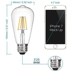 CMYK Vintage LED Edison Bulb, 4W, Edison Light Bulb 40W Equivalent, Dimmable LED Daylight White 4000K, ST64 LED Filament Bulb, E26 Medium Base, E26 Edison Bulb for Decorate Home, Clear Glass, 6 Pack