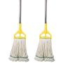 OFO Loop-End String Wet Mop, Double Thick Cotton Yarn Floor Mop,Commercial Mop, 67inch Stainless Steel Pole,2- Pack