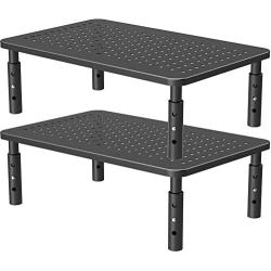 PUTORSEN Monitor Stand Riser with Vented Metal 3 Height Adjustable Dual Monitor Stand for Computer, Laptop, iMac, PC, Printer, Desktop Ergonomic Monitor Riser Stand with Non-Skid Rubber 2 Pack