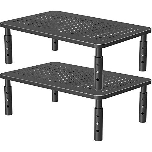 PUTORSEN Monitor Stand Riser with Vented Metal 3 Height Adjustable Dual Monitor Stand for Computer, Laptop, iMac, PC, Printer, Desktop Ergonomic Monitor Riser Stand with Non-Skid Rubber 2 Pack