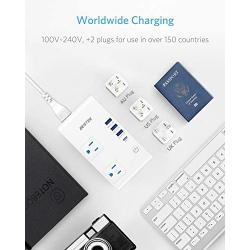 BESTEK 220V to 110V Voltage Converter, 200W Power Converter & Universal Travel Adapter 7.2A 3-Port USB Charging 1-Port USB-C Charging UK/AU/US/EU Worldwide Plug Adapter (White)