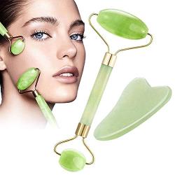 Jade Roller, Gua Sha Tools, Jade Roller for Face, Gua Sha Scrapping Tool -Deluxe Facial Massager for Brighter Skin, Natural Anti Aging Therapy, Eye Roller - Quarts Roller - Skin Rollers, Best SPA Tool
