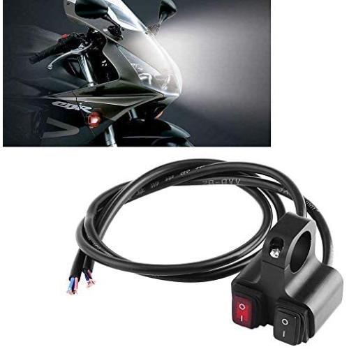 Qiilu 12V 16A CNC Aluminum On-Off Rocker Switches Handlebar Headlight Spotlight Dual Switch for Motorcycle Motorbike