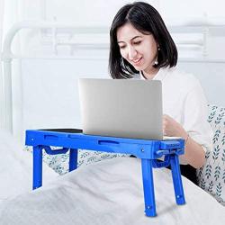 Laptop Desk for Bed Laptop Tray Table Foldable Stand Desk with Cooling Fan, 4 Port USB Hub, Adjustable LED Light, Mouse Pad and Storage Box for Working, Reading on Bed Couch Sofa (Blue)
