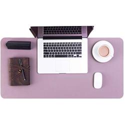 Bedsure Genuine Leather Desk Pad, Office Desk Mat Blotter on top of desks, Large Computer Desk Mat, Waterproof Non Slip Lavender Mouse Desk Pad Protector for Office and Home (Purple, 15.7x31.5 inches)