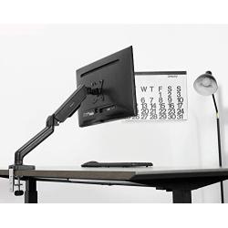 VIVO Height Adjustable Monitor Arm - Single Counterbalance Desk Mount for Screens up to 27 inches, Fully Articulating Black Pneumatic Universal VESA Stand STAND-V001O