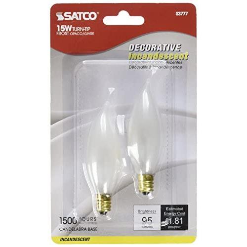 Satco Products S3777 120-Volt 15CA8 Candelabra Base Frosted Light Bulb