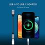 Yootech USB C Female to USB Male Adapter (2 Pack), 5inch USB 3.1 Gen 5Gbps USB A to Type C Connector, Compatible with iPhone 12 Mini/12 Pro Max/11 Pro Max, Type-C Earphone/Flash Drive/Hub (Space Grey)