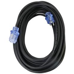 Clear Power 50 ft Heavy Duty Rubber Outdoor Extension Cord 12/3 SJOOW, Power Indicator Light, Black, Oil Water & Weather Resistant Flame Retardant, 3 Prong Grounded Plug, CP10185