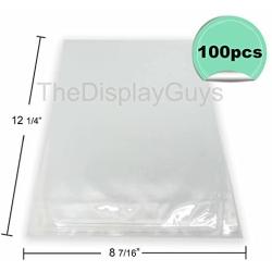 The Display Guys, 100 Pcs 8 7/16'' x 12 1/4'' Clear Self Adhesive Plastic Bags for 8x12 inches Picture Photo Framing Mats