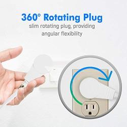 Maximm Cable 4 Ft 360° Rotating Flat Plug Extension Cord/Wire, 16 AWG Multi 3 Outlet Extension Wire, 3 Prong Grounded Wire - White - UL Listed