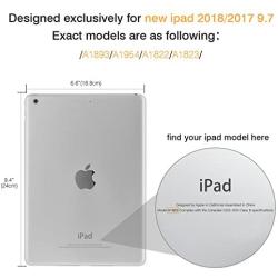 MoKo Case Fit 2018/2017 iPad 9.7 6th/5th Generation - Slim Lightweight Smart Shell Stand Cover with Translucent Frosted Back Protector Fit Apple iPad 9.7 Inch 2018/2017, Black(Auto Wake/Sleep)