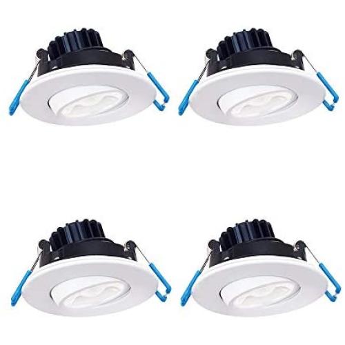 Lightolier (Pack of 4) 3'' 8W Round Mini Gimbal, 90 CRI, 3000K, Narrow Flood, White, LED Down Light, Easy to Use and Install, Save Time and Energy