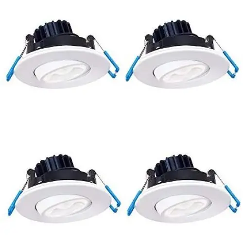 Lightolier (Pack of 4) 3'' 8W Round Mini Gimbal, 90 CRI, 3000K, Narrow Flood, White, LED Down Light, Easy to Use and Install, Save Time and Energy