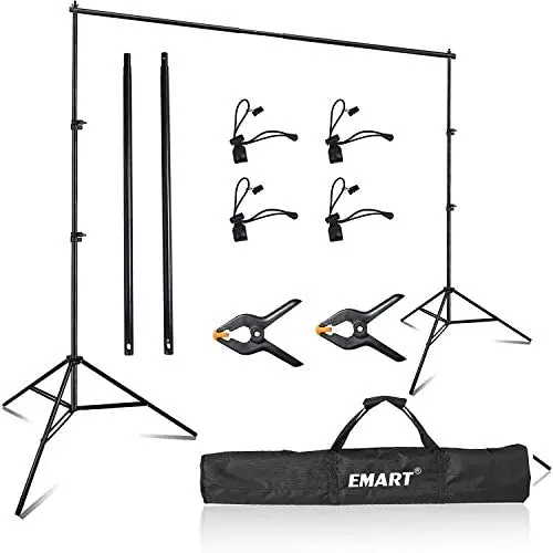 Emart Photo Video Studio 8 x 8 ft Backdrop Stand, Adjustable Photography Muslin Background Support System Kit with Carry Bag