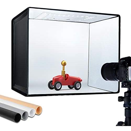 ESDDI Photo Studio Light Box 16''x12''/40x30cm Adjustable Brightness Portable Folding Photo Box Photography Studio Lights 64 Led Lights With 4 Colors Backdrops