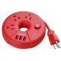 USB Power Strip, NTONPOWER Desktop Charging Station with 3 Outlets 3 USB Short Wrapped Extension Cord 15 inch for Travel, Cruise Ships, Office, Nightstand - Red