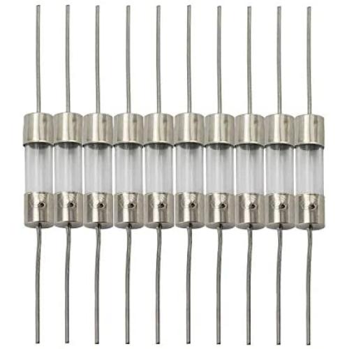 Tegg 10pcs 5x20mm Glass Cartridge Axial Lead Fuse Resistor Insurance Tube Fusible Cutout with Lead Wire 15AMP