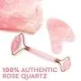 Jade Face Roller - Jade Roller for Face & Gua Sha Face Massager, 100% Natural Rose Quartz Roller – Face, Eye & Neck Rejuvenation Beauty Tools; Hand-Crafted with Squeak-Free Padding