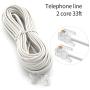 RJ11 6P2C Telephone Line Cord Phone Extension Straight Cable Wire 6p2c Pin Plug Male to Male plug Modular Landline Cable Fax Modem, 10M/ 32Feet Long White (2 of Pack)
