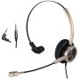 2.5mm Telephone Headset with Noise Cancelling Microphone for Jabra Cisco Polycom Panasonic Zultys Gigaset Including 3.5mm Connector for Mobiles