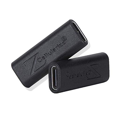 Cellularize USB C Female to Female Adapter (Black, 2 Pack) 3.1/10Gbps USB Type C Coupler Extender Extension Connector for Samsung Galaxy S8, Google Pixel, Nintendo Switch