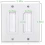 Mxtechnic Brush Wall Plate Decora Style, Cable Pass Through Insert for Wires, 2 Gang Cable Access Strap, Wall Socket for HDTV, HDMI, Wall Cables Brush Plate (2Plate+Kit, 2 Gang White 2kit)