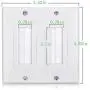 Mxtechnic Brush Wall Plate Decora Style, Cable Pass Through Insert for Wires, 2 Gang Cable Access Strap, Wall Socket for HDTV, HDMI, Wall Cables Brush Plate (1Plate, 2 Gang White)