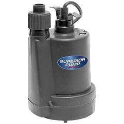 Superior Pump 91250 1/4 HP Thermoplastic Utility Pump, Black