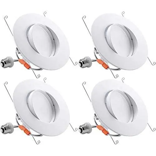 TORCHSTAR 5/6 Inch Gimbal LED Retrofit Downlight, Adjustable Recessed Ceiling Light, Dimmable 13W(100W Eqv.), 900lm, UL & Energy Star Listed, CRI90, 5000K Daylight, Damp Location, Pack of 4