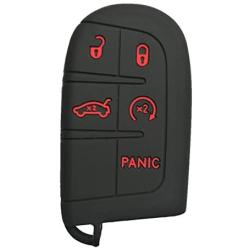 Alegender Black Silicone Remote Key Fob Cover Case Holder Jacket for Jeep Grand Cherokee Chrysler 300 Dodge Durango Charger Challenger Journey Fiat Smart Remote 5 Button