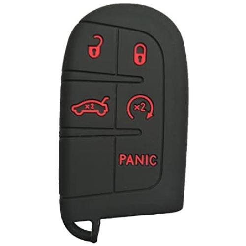 Alegender Black Silicone Remote Key Fob Cover Case Holder Jacket for Jeep Grand Cherokee Chrysler 300 Dodge Durango Charger Challenger Journey Fiat Smart Remote 5 Button