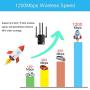1200Mbps WiFi Range Extender WiFi Repeater Wireless Signal Booster, 2.4 & 5GHz Dual Band Extender with Ethernet Port and 4 Antenna
