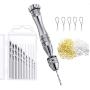 Pin Vise Hand Drill Bits Set Pearl Drilling Holes Tool Kit Mini Bench Vice for Drilling Tool DIY,Model Making,Metal Wood,Jewelry,Delicate Manual Work & Electronic Assembling (Silver)