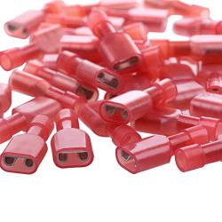 AIRIC Female Spade Connector 22-16 Gauge 100PCS Nylon Fully Insulated Female Wire Quick Disconnects Spade Terminal Connectors Red