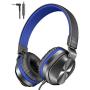 PeohZarr On-Ear Headphones New Version with Microphone, Lightweight Folding Stereo Bass Headphones with 1.5M Tangle Free Cord, Portable Wired Headphones for Smartphone Laptop Computer MP3/4-Blue
