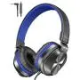 PeohZarr On-Ear Headphones New Version with Microphone, Lightweight Folding Stereo Bass Headphones with 1.5M Tangle Free Cord, Portable Wired Headphones for Smartphone Laptop Computer MP3/4-Blue