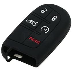 SEGADEN Silicone Cover Protector Case Holder Skin Jacket Compatible with DODGE CHRYSLER 5 Button Smart Remote Key Fob CV4750 Black