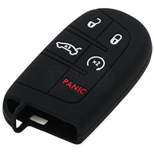 SEGADEN Silicone Cover Protector Case Holder Skin Jacket Compatible with DODGE CHRYSLER 5 Button Smart Remote Key Fob CV4750 Black