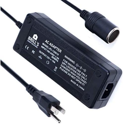 AC/DC Power Supply Adapter Universal Transformer- 100-240V 10A to 12V Cigarette Lighter Socket, AC to DC Converter for Car Tire Air Compressor, Car Vacuum Cleaner, and other 12V Car Devices