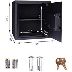 1.37 CF Electronic Lock Safe - Safe Cash Box Safe Keypad and Key Digital Money Jewelry Safe Box for Hotel Home Office