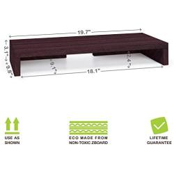 Way Basics TV PC Desktop Modern Computer Monitor Stand Screen Riser (Tool-Free Assembly and Uniquely Crafted from Sustainable Non Toxic zBoard Paperboard), Espresso Wood Grain