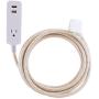 Cordinate Designer 1-Outlet 2-USB Charging Extension Cord with Surge Protection, Brown Braided Décor Fabric Cord, 10 ft, 2.4A USB Charging Ports, with Tamper Resistant Safety Outlets, 37919