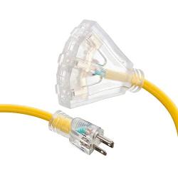 NC XQIN Heavy Duty Extension Cord 25 ft UL Listed 12 Gauge Extension Cord Indoor Outdoor Extension Cord- 12/3 SJTW Lighted Triple Outlet Extension Cord 3 Prong Extension Cord