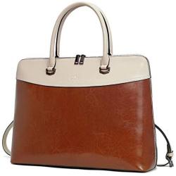 CLUCI Briefcase for Women Oil Wax Leather 15.6 Inch Laptop Business Vintage Slim Ladies Shoulder Bag