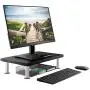 Monitor Stand for Computer & Laptop Screen - Solid Bamboo Riser Supports The Heaviest Monitors, Printers, or TVs - Perfect Shelf Organizer for Office Desk Accessories & TV Stands (Black)