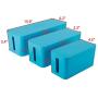 Patioer Cable Management Organizer Box Power Strips Hider Power Cords Hider for Desk, TV, Computer, USB Hub,Cords (Set of Three) Blue
